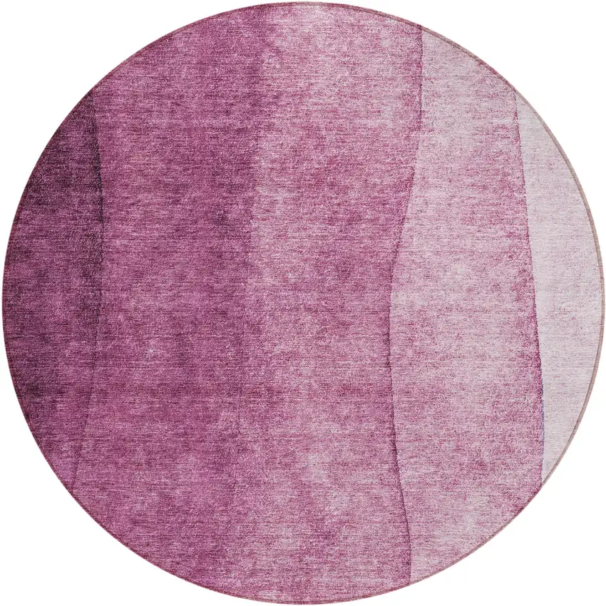 8' Merlot Blush And Pink Round Ombre Washable Indoor Outdoor Area Rug Photo 1