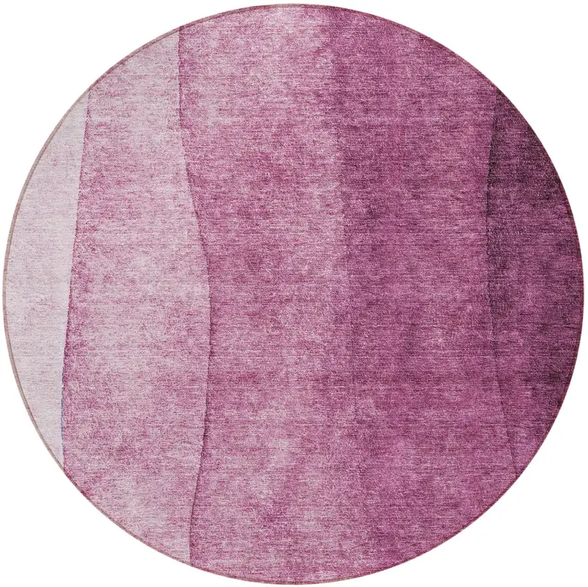8' Merlot Blush And Pink Round Ombre Washable Indoor Outdoor Area Rug Photo 4