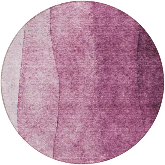 8' Merlot Blush And Pink Round Ombre Washable Indoor Outdoor Area Rug Photo 4