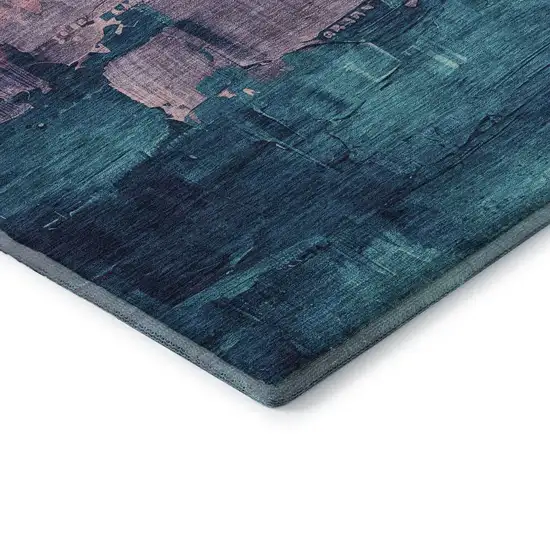 8' Merlot Gold Blue And Purple Abstract Washable Area Rug With UV Protection Photo 5