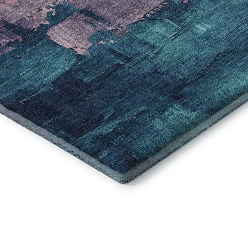 8' Merlot Gold Blue And Purple Abstract Washable Area Rug With UV Protection Photo 5