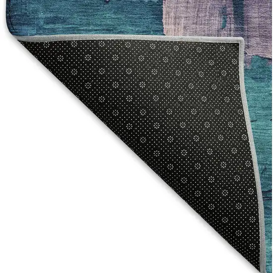 8' Merlot Gold Blue And Purple Abstract Washable Area Rug With UV Protection Photo 4
