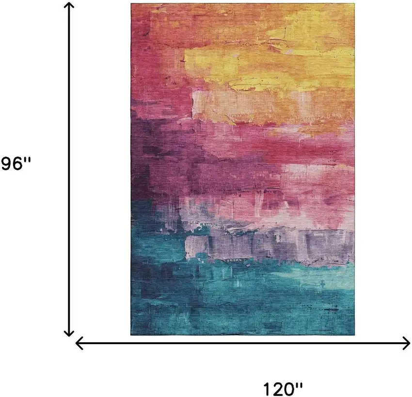 8' Merlot Gold Blue And Purple Abstract Washable Area Rug With UV Protection Photo 6