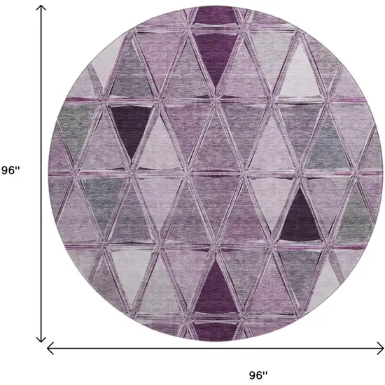 8' Merlot Gray And Ivory Geometric Washable Round Rug With UV Protection Photo 6