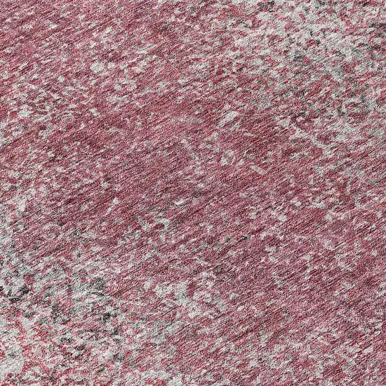 8' Merlot Silver And Gray Round Oriental Washable Indoor Outdoor Area Rug Photo 8