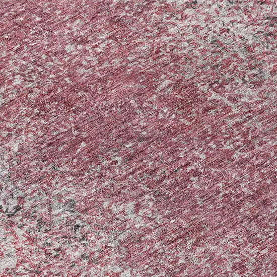 8' Merlot Silver And Gray Round Oriental Washable Indoor Outdoor Area Rug Photo 8