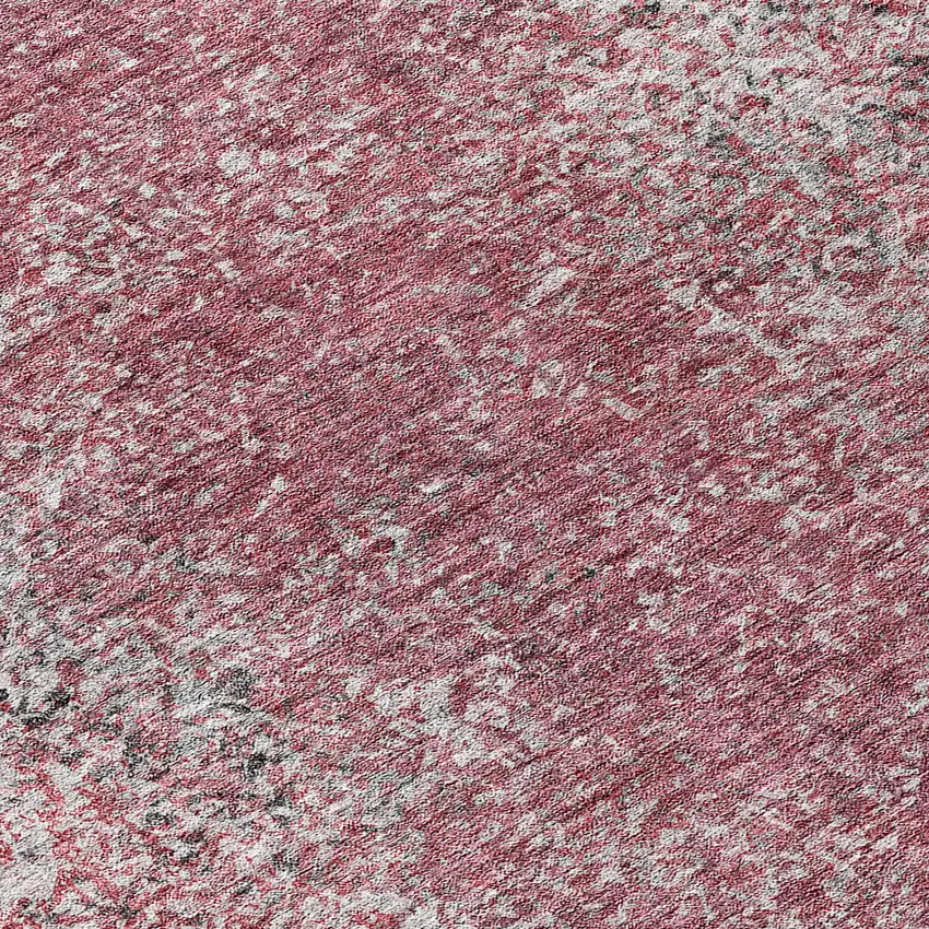 8' Merlot Silver And Gray Round Oriental Washable Indoor Outdoor Area Rug Photo 8