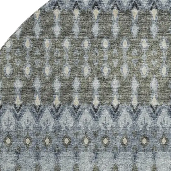 8' Midnight And Gray Tribal Washable Round Rug With UV Protection Photo 4