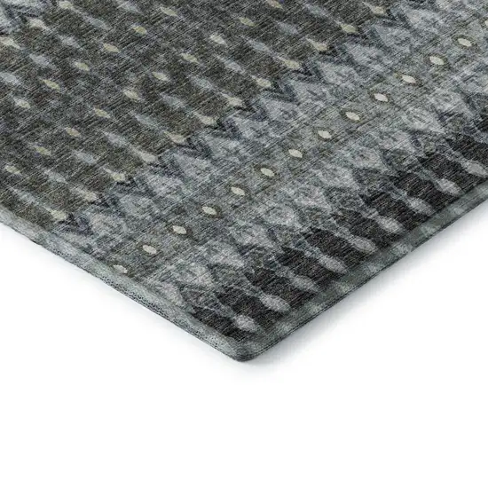 8' Midnight And Gray Tribal Washable Round Rug With UV Protection Photo 8