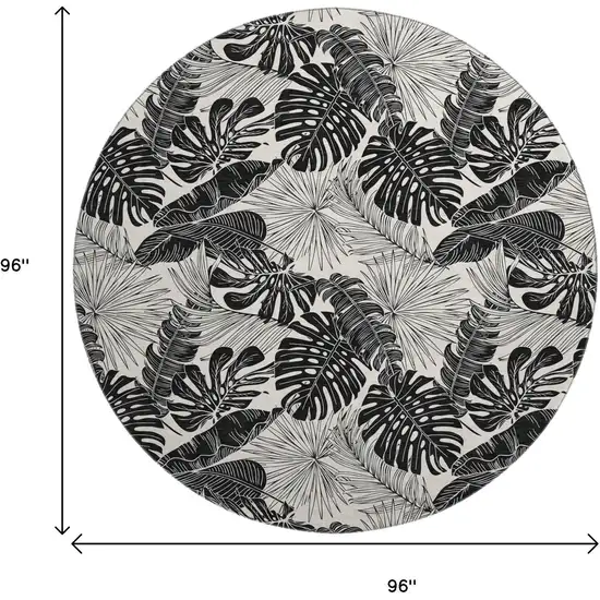 8' Midnight And Ivory Geometric Washable Round Rug With UV Protection Photo 3