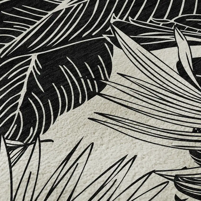 8' Midnight And Ivory Geometric Washable Round Rug With UV Protection Photo 9