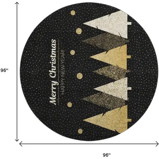 8' Midnight Gold And Ivory Polka Dot Washable Round Rug With UV Protection Photo 3