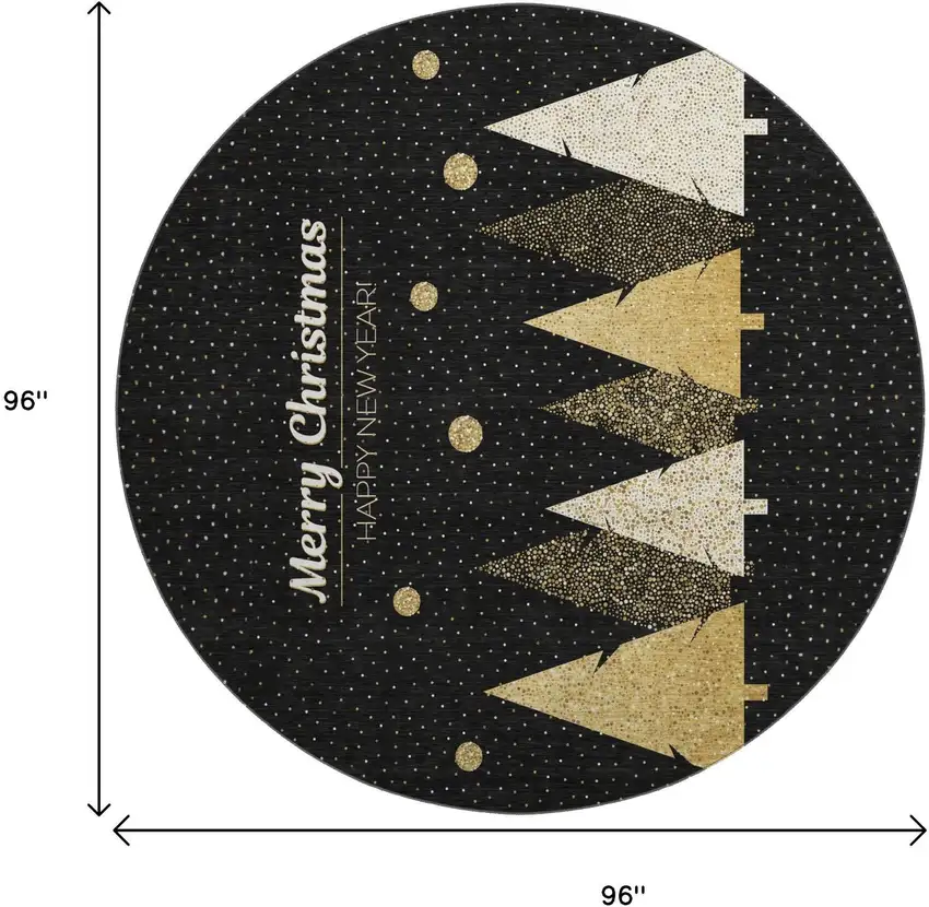 8' Midnight Gold And Ivory Polka Dot Washable Round Rug With UV Protection Photo 3