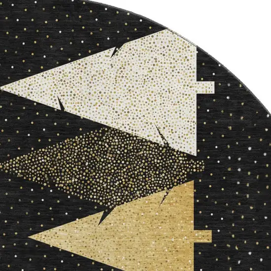 8' Midnight Gold And Ivory Polka Dot Washable Round Rug With UV Protection Photo 4