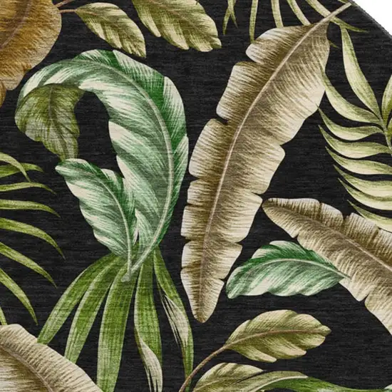 8' Midnight Green And Brown Geometric Washable Round Rug With UV Protection Photo 4