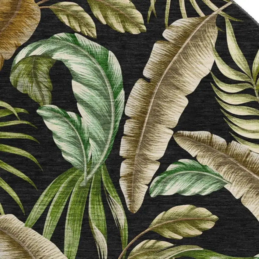 8' Midnight Green And Brown Geometric Washable Round Rug With UV Protection Photo 4