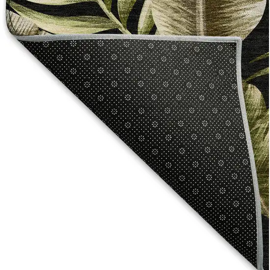 8' Midnight Green And Brown Geometric Washable Round Rug With UV Protection Photo 6