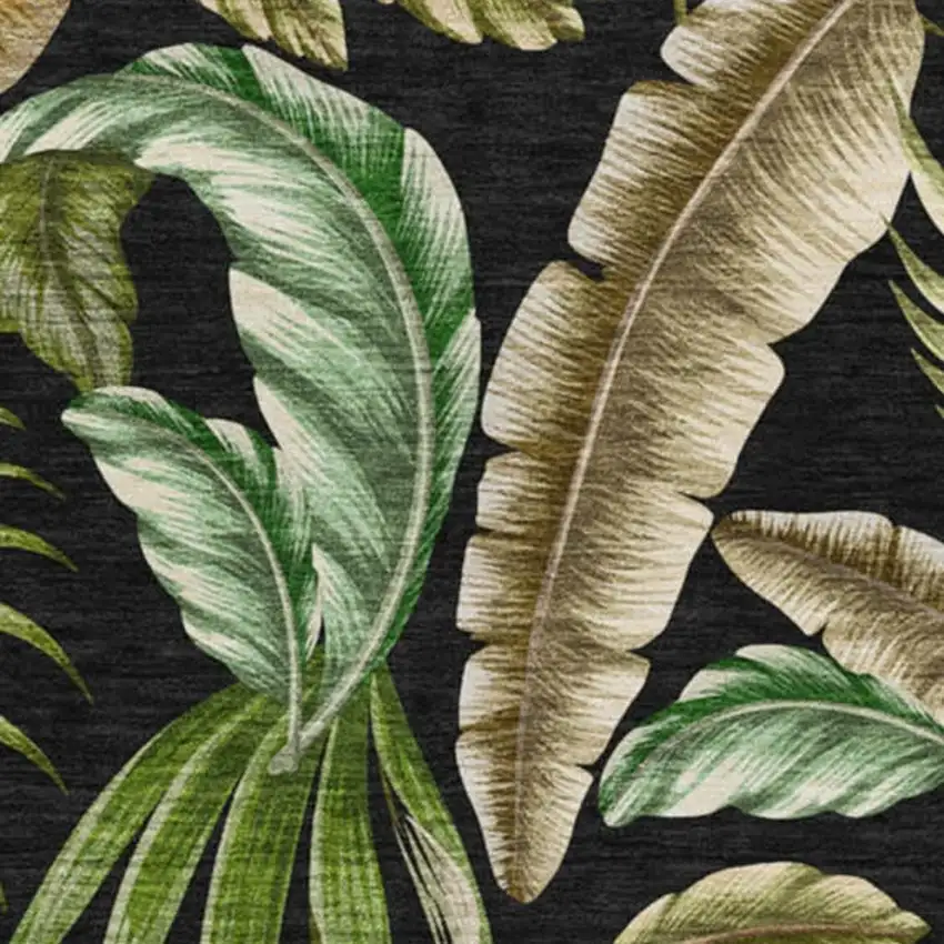 8' Midnight Green And Brown Geometric Washable Round Rug With UV Protection Photo 3