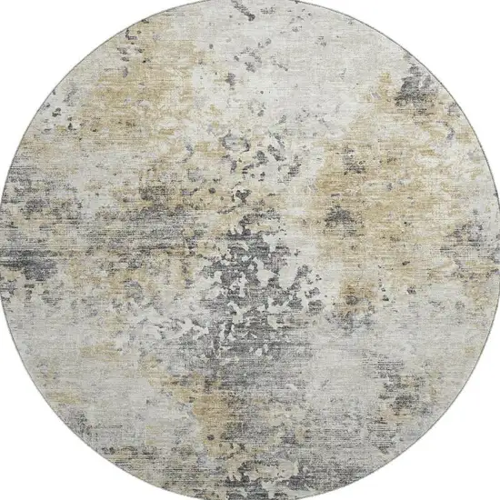 8' Midnight Ivory And Beige Abstract Washable Round Rug With UV Protection Photo 4