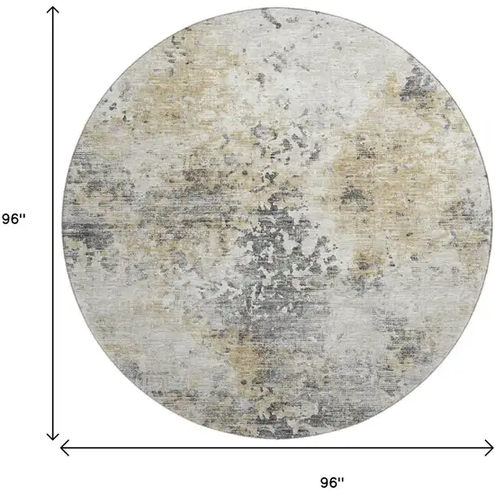 8' Midnight Ivory And Beige Abstract Washable Round Rug With UV Protection Photo 3