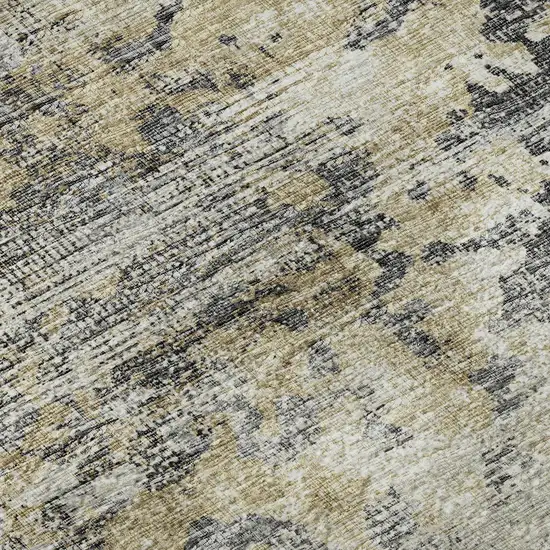 8' Midnight Ivory And Beige Abstract Washable Round Rug With UV Protection Photo 9