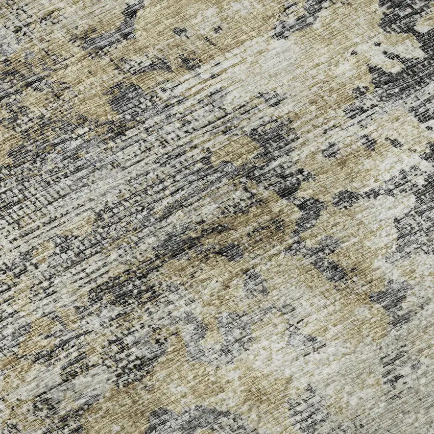 8' Midnight Ivory And Beige Abstract Washable Round Rug With UV Protection Photo 9