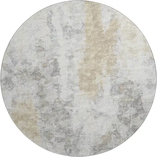 8' Midnight Ivory And Beige Round Abstract Washable Indoor Outdoor Area Rug Photo 2