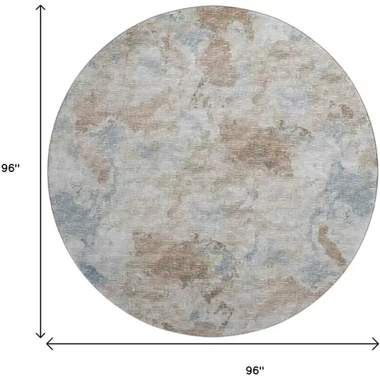 8' Midnight Ivory And Coffee Round Abstract Washable Indoor Outdoor Area Rug Photo 3