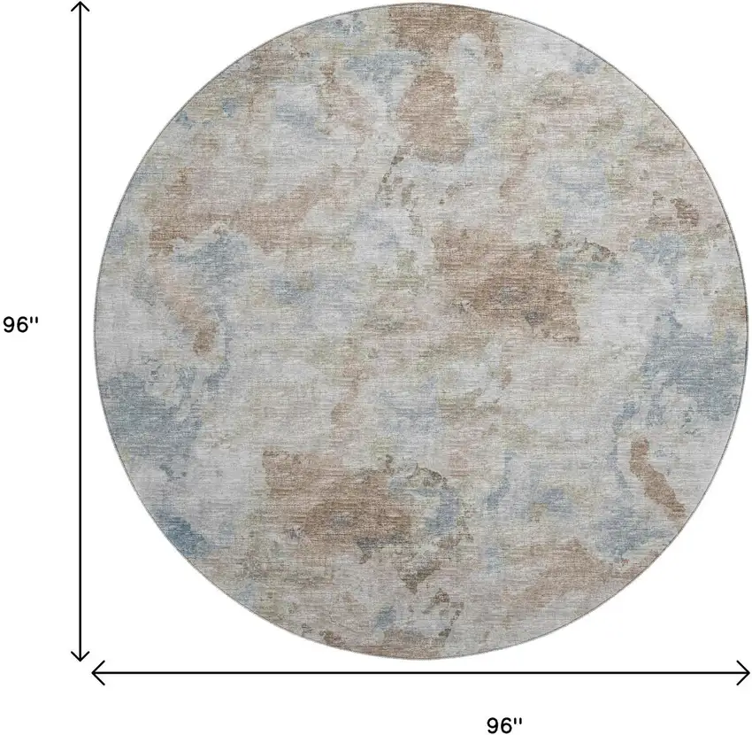 8' Midnight Ivory And Coffee Round Abstract Washable Indoor Outdoor Area Rug Photo 3