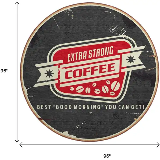 8' Midnight Red And Ivory Geometric Washable Round Rug With UV Protection Photo 3