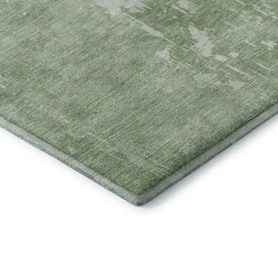 8' Mint Green And Beige Abstract Washable Area Rug With UV Protection Photo 7
