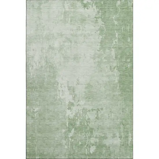 8' Mint Green And Beige Abstract Washable Area Rug With UV Protection Photo 1