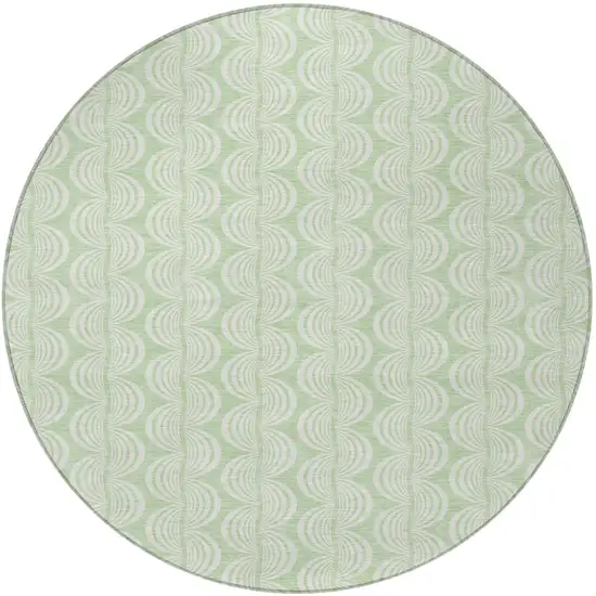 8' Mint Green And Beige Round Ogee Washable Indoor Outdoor Area Rug Photo 5