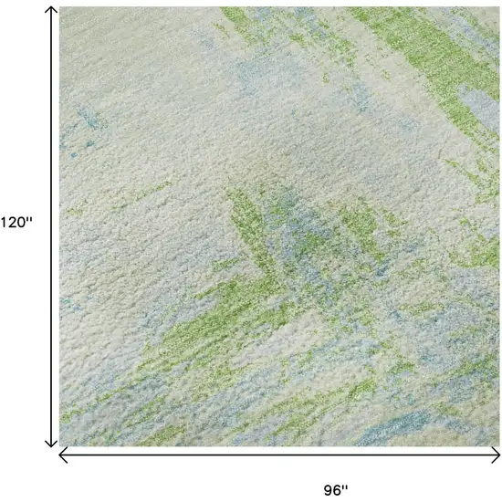 8' Mint Green And Blue Abstract Washable Area Rug With UV Protection Photo 9