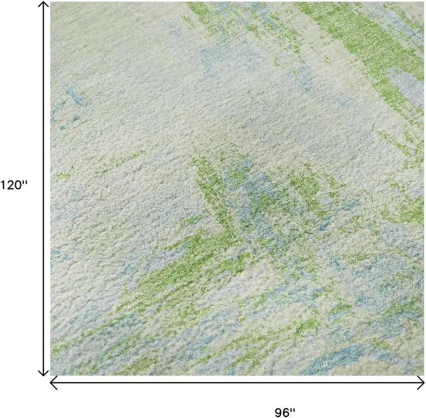 8' Mint Green And Blue Abstract Washable Area Rug With UV Protection Photo 9