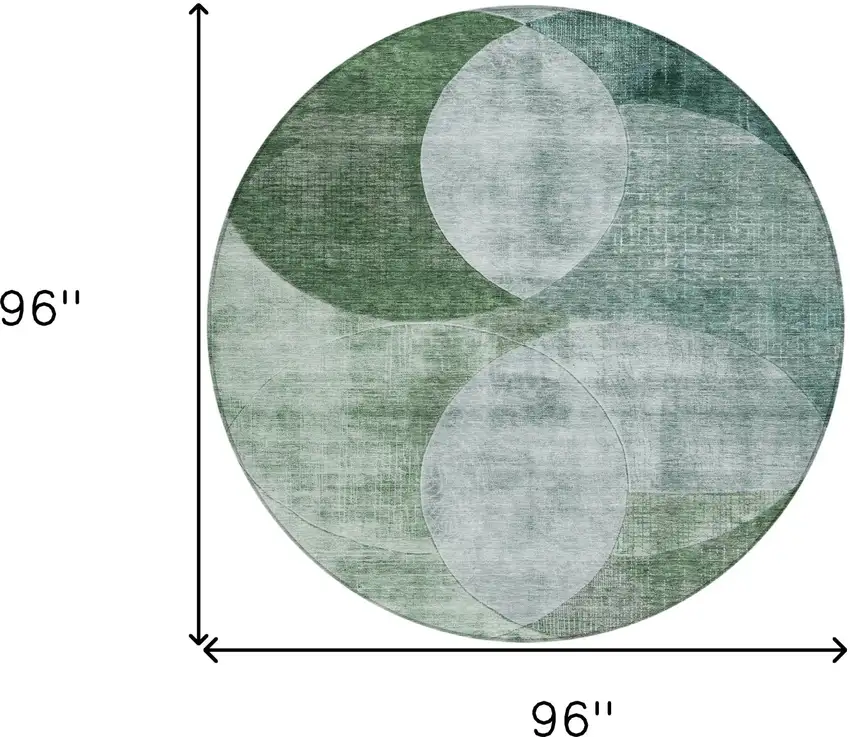 8' Mint Green And Fern Green Round Geometric Washable Indoor Outdoor Area Rug Photo 9
