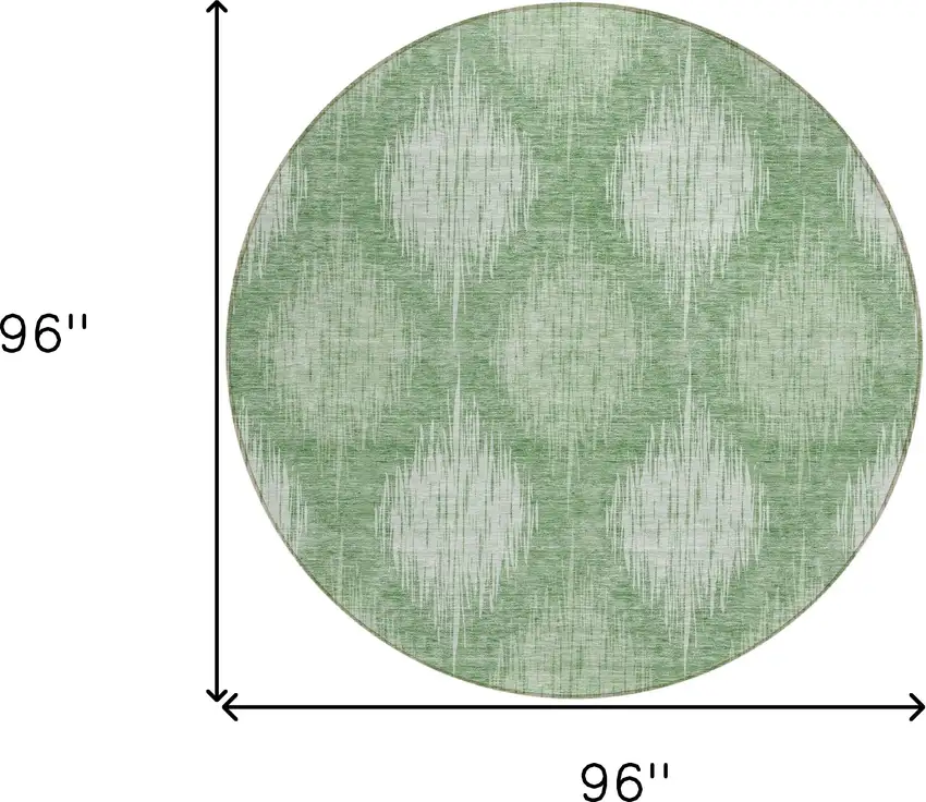 8' Mint Green And Fern Green Round Ikat Washable Indoor Outdoor Area Rug Photo 3