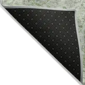 Photo of 8' Mint Green And Gray Round Damask Washable Indoor Outdoor Area Rug