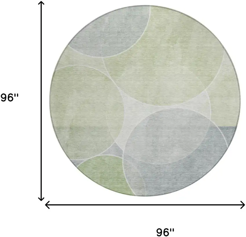 8' Mint Green And Green Round Geometric Washable Indoor Outdoor Area Rug Photo 7
