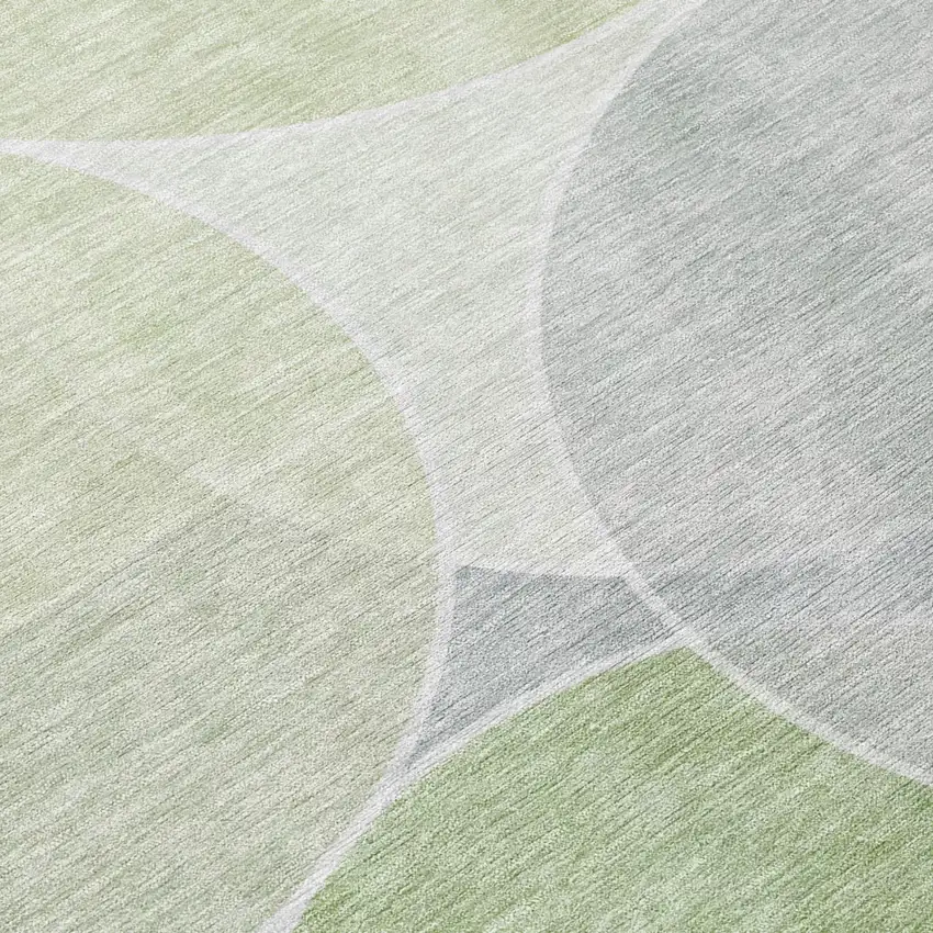 8' Mint Green And Green Round Geometric Washable Indoor Outdoor Area Rug Photo 6