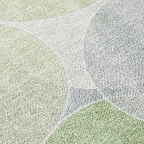 8' Mint Green And Green Round Geometric Washable Indoor Outdoor Area Rug Photo 6