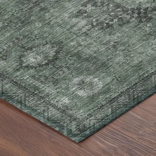 8' Mint Green And Green Round Oriental Washable Indoor Outdoor Area Rug Photo 3