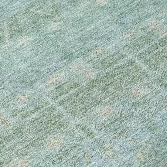 8' Mint Green And Green Round Tribal Washable Indoor Outdoor Area Rug Photo 6