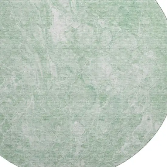 8' Mint Green And Ivory Abstract Washable Round Rug With UV Protection Photo 3