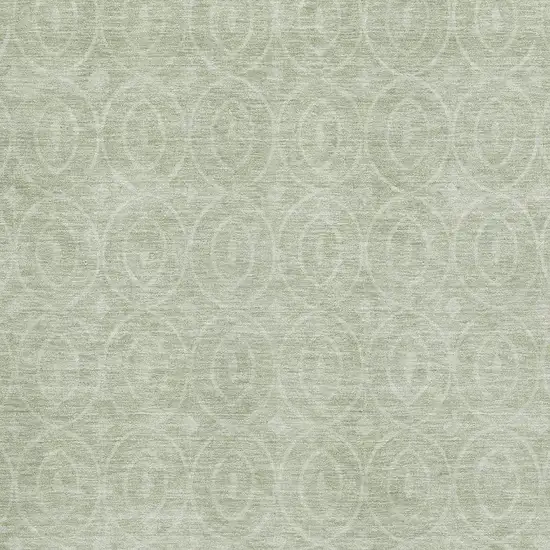 8' Mint Green And Ivory Geometric Washable Area Rug With UV Protection Photo 2