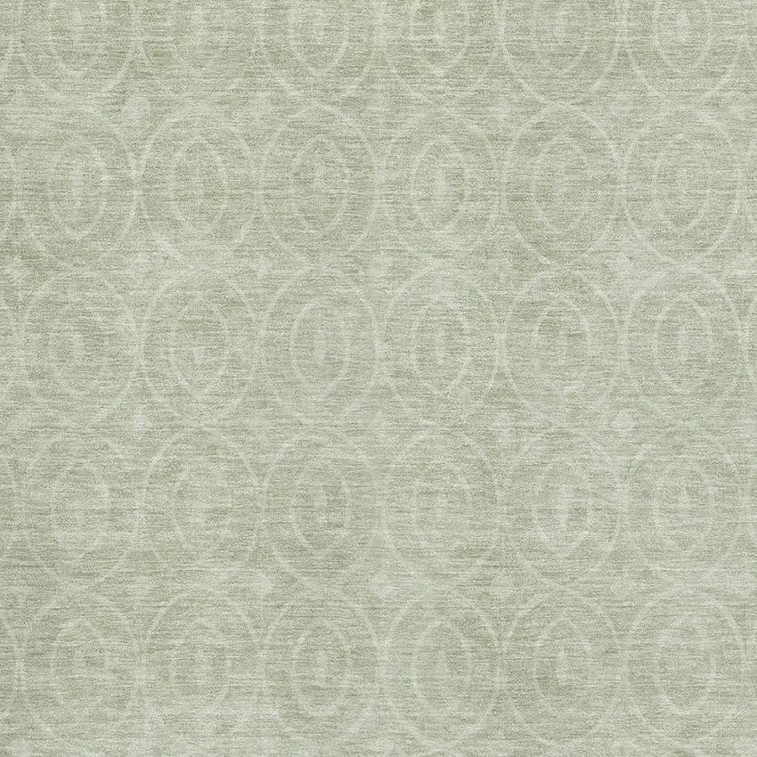 8' Mint Green And Ivory Geometric Washable Area Rug With UV Protection Photo 2