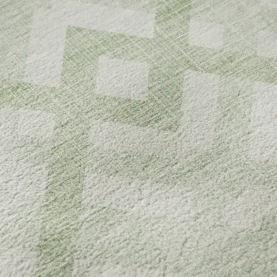 8' Mint Green And Ivory Geometric Washable Round Rug With UV Protection Photo 9