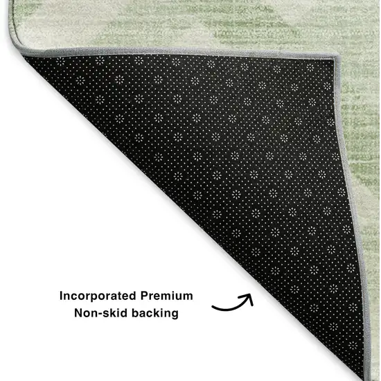 8' Mint Green And Ivory Geometric Washable Round Rug With UV Protection Photo 6