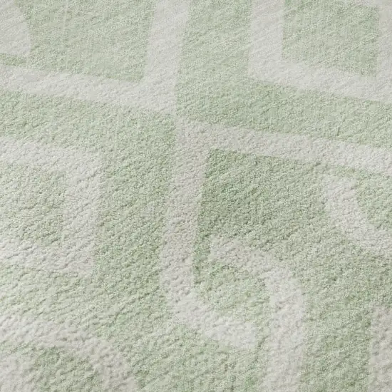 8' Mint Green And Ivory Geometric Washable Round Rug With UV Protection Photo 9