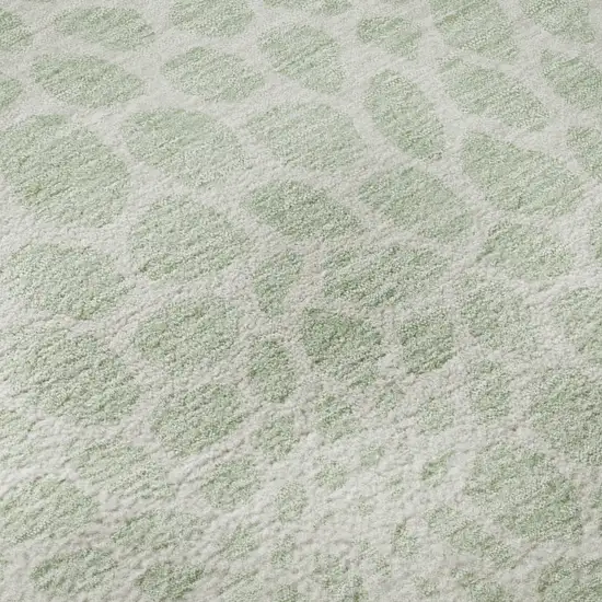 8' Mint Green And Ivory Geometric Washable Round Rug With UV Protection Photo 9